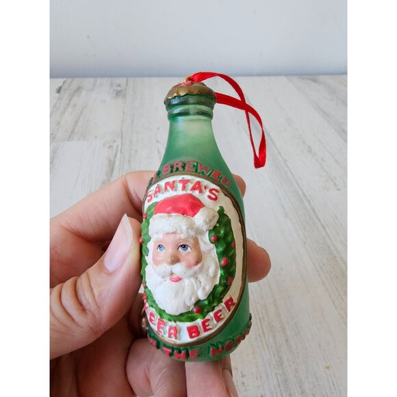 Cheer beer Santa glass ornament Xmas tree - Picture 3 of 8